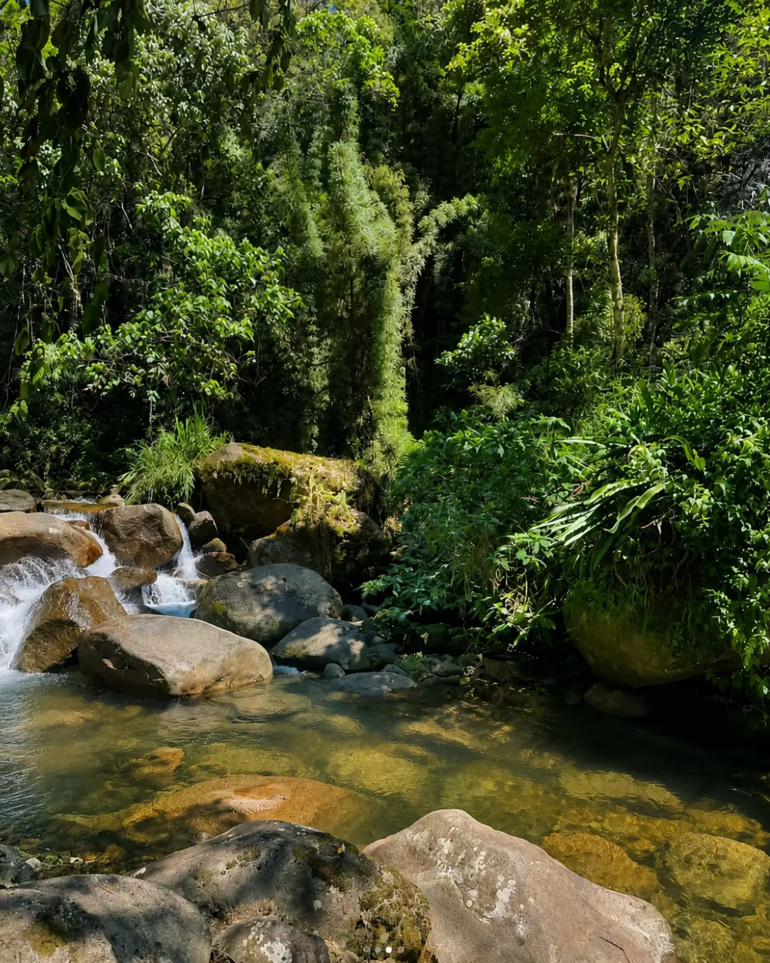 Poço de águas cristalinas da cachoeira privativa